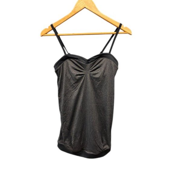 Lululemon Women’s Size 4 Pure Focus Tank Heathered Gray Black Ruched Cross Strap - Picture 1 of 9